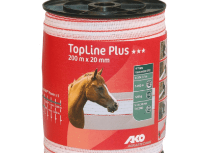 AKO Topline plus villanypásztor szalag 20 mm 200 m fehér/piros